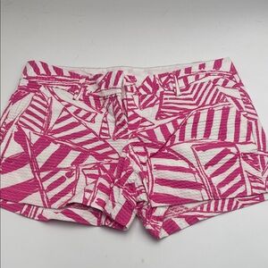 Lilly Pulitzer Pink and White Women's Cargo Shorts